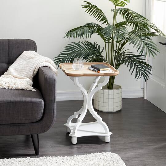 25" White Farmhouse Wood Accent Table